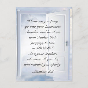 Matthew 6:6 When you Pray Christian Bible Verse Postcard