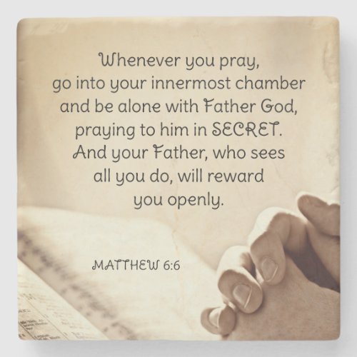 Matthew 66 When you Pray Christian Bible Verse  Stone Coaster
