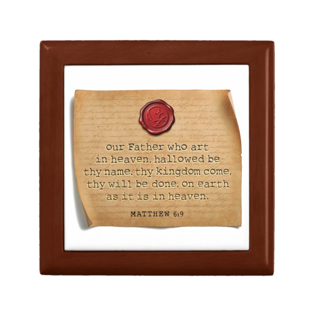 Matthew 6:9 Wood Keepsake Box (Front)