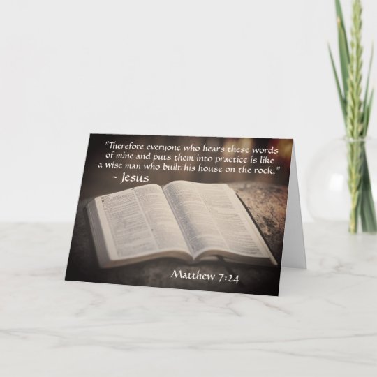 Matthew 7:24-25 Built his House on the Rock, Bible Card | Zazzle.com