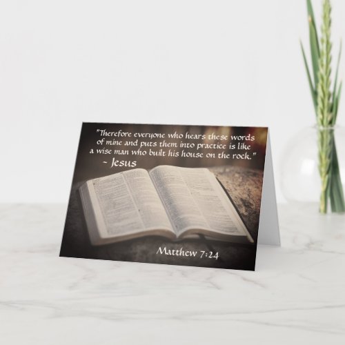 Matthew 724_25 Built his House on the Rock Bible Card