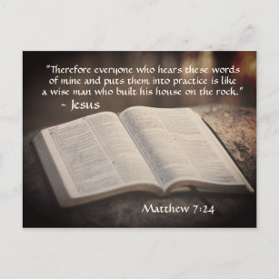 Matthew 7:24-25 Built his House on the Rock, Bible Postcard