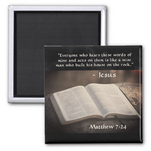 Matthew 724 Built his House on the Rock Bible Magnet