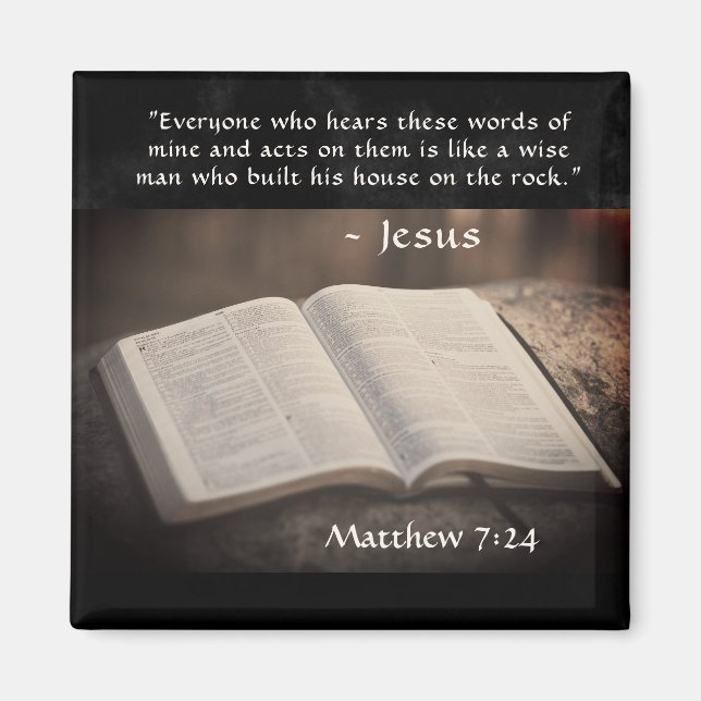 Matthew 7:24 Built his House on the Rock, Bible Magnet (Front)