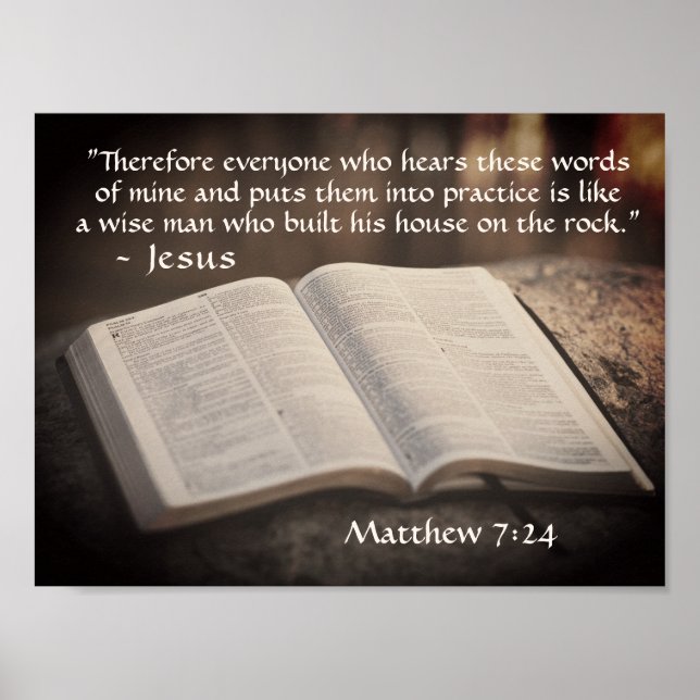 Matthew 7:24 Built his House on the Rock, Bible Poster (Front)