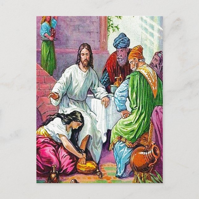 Matthew 7:36-50 Jesus Forgives a Woman's Sins post Postcard (Front)