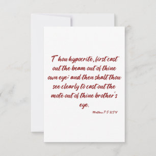 Matthew 7:5 KJV Bible Verse Flat Greeting Card
