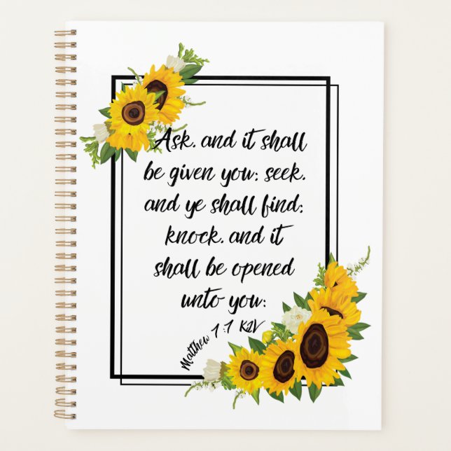 Matthew 7:7 Bible Verse Calendar Planner (Front)