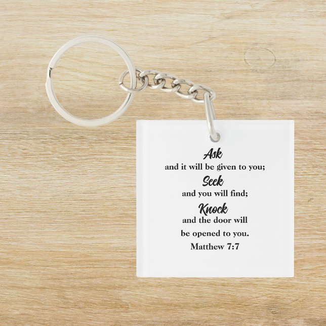 Matthew 7:7 Bible Verse Christian Keychain (Creator Uploaded)