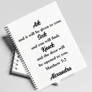 Matthew 7:7 Bible Verse Custom Name Prayer Journal
