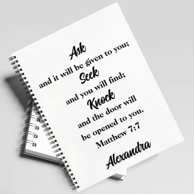 Matthew 7:7 Bible Verse Custom Name Prayer Journal (Creator Uploaded)