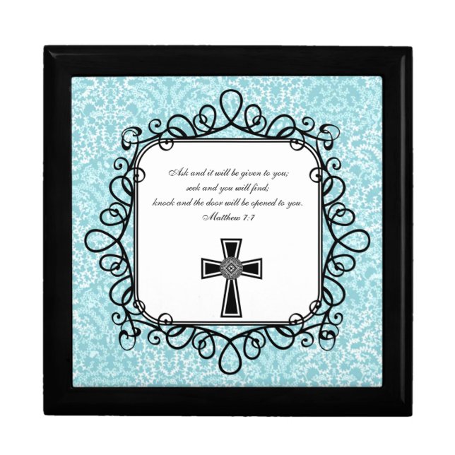 Matthew 7:7 Bible Verse Keepsake Box (Front)