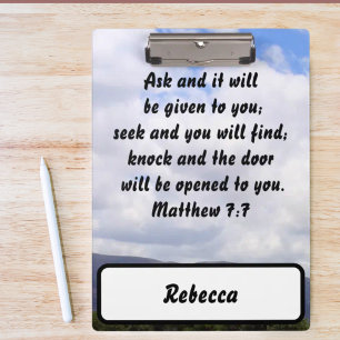 Matthew 7:7 Favorite Custom Bible Verse Clipboard