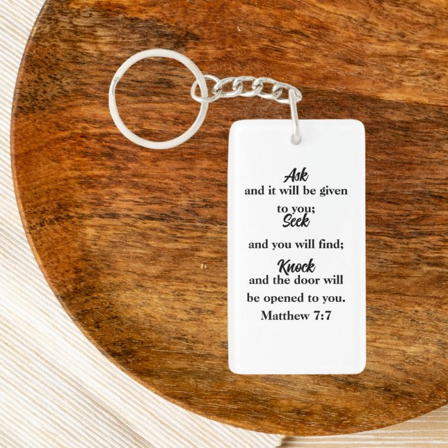Matthew 7:7 Minimalist Bible Verse Keychain (Creator Uploaded)