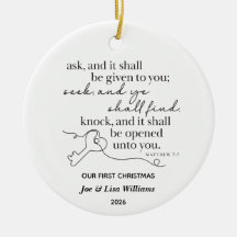 Matthew 7:7 Personalized Christmas Ornament