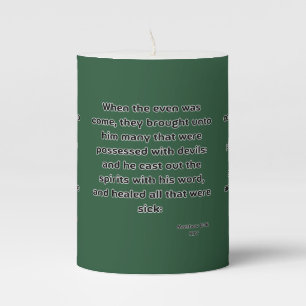 Matthew 8:16 KJV Bible Scripture Pillar Candle