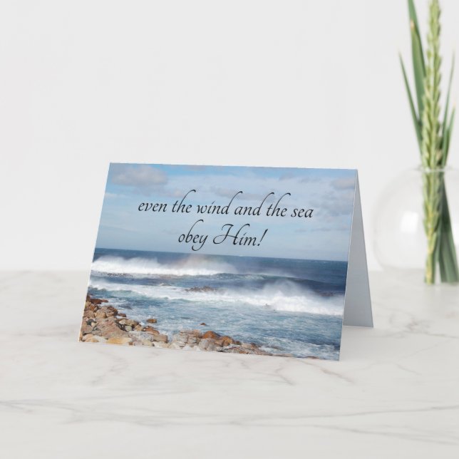 Matthew 8:27 Jesus calms the storm, Bible Verse Card (Front)