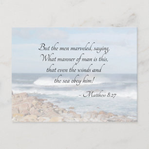 Matthew 8:27 Jesus calms the storm, Bible Verse Postcard
