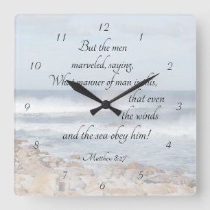 Matthew 8:27 Jesus calms the storm, Bible Verse Square Wall Clock