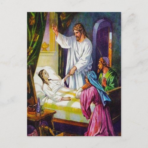 Matthew 918_26 Jesus Brings a Girl Back to Life p Postcard