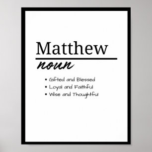 Matthew, Boy Personalized Name Definition  Poster