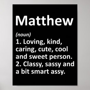 Matthew Definition Personalized Name Funny Birthda Poster