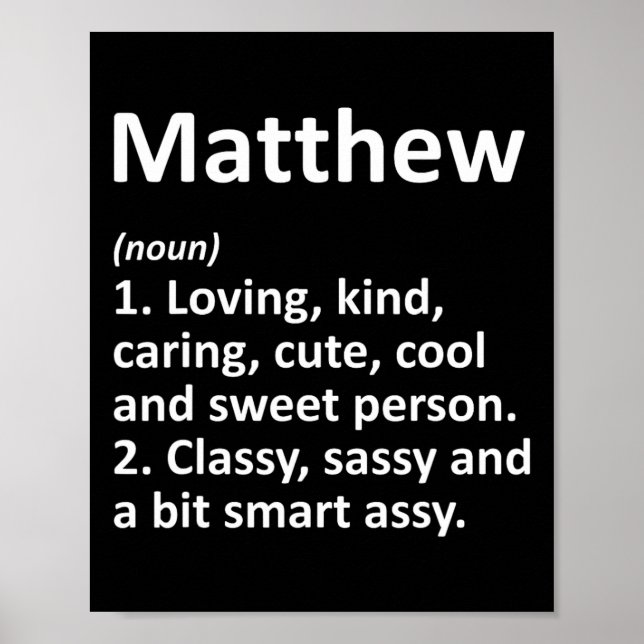 Matthew Definition Personalized Name Funny Birthda Poster (Front)