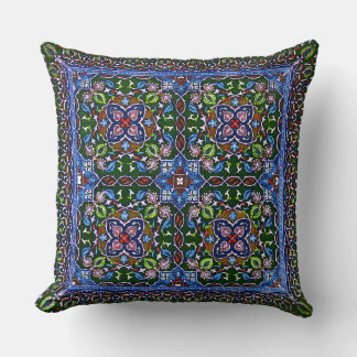 Matthew Digby Wyatt Textile Design in Green Blue Throw Pillow
