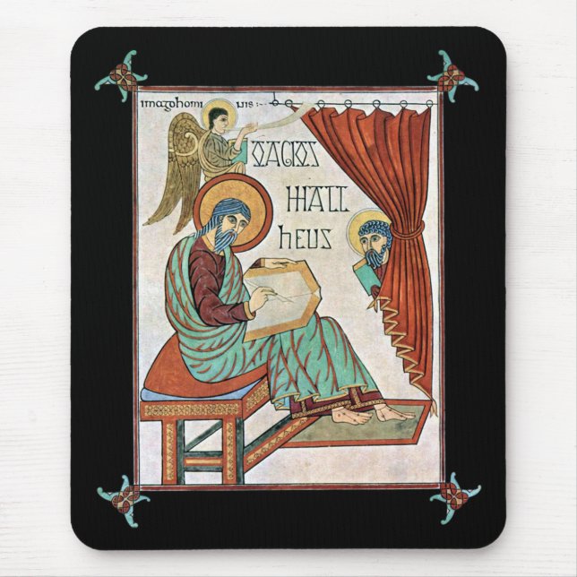 Matthew From Lindisfarne Medieval Manuscript Mouse Pad (Front)