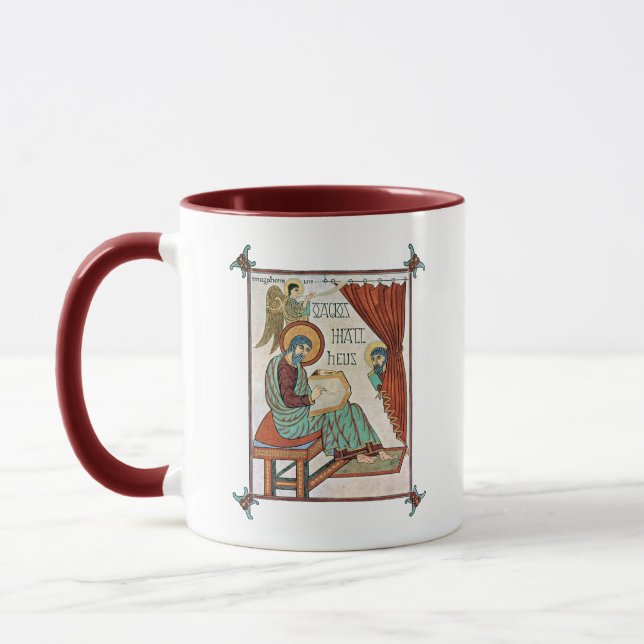 Matthew From Lindisfarne Medieval Manuscript Mug (Left)