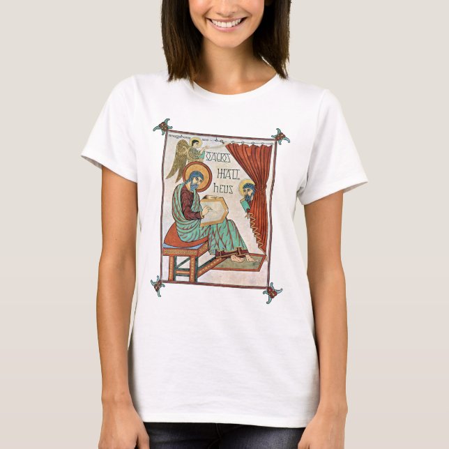 Matthew From Lindisfarne Medieval Manuscript T-Shirt (Front)