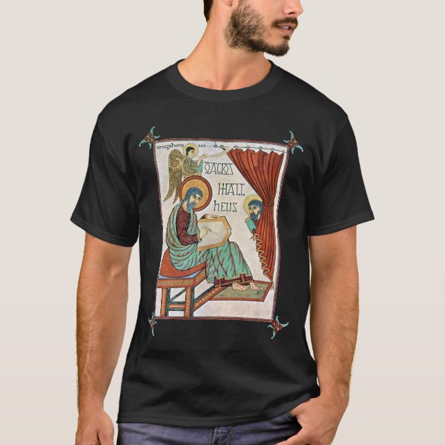 Matthew From Lindisfarne Medieval Manuscript T-Shirt (Front)