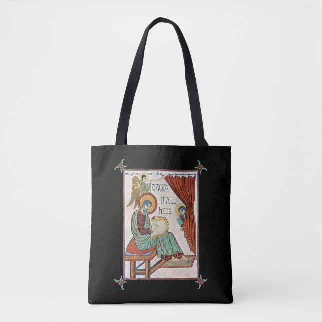 Matthew From Lindisfarne Medieval Manuscript Tote Bag (Front)