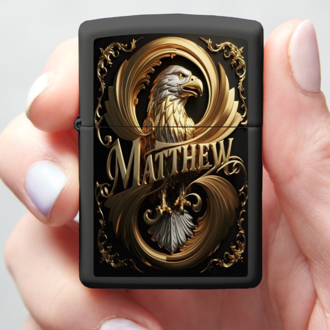 Matthew Golden Eagle Crest Zippo Lighter (In Hand)