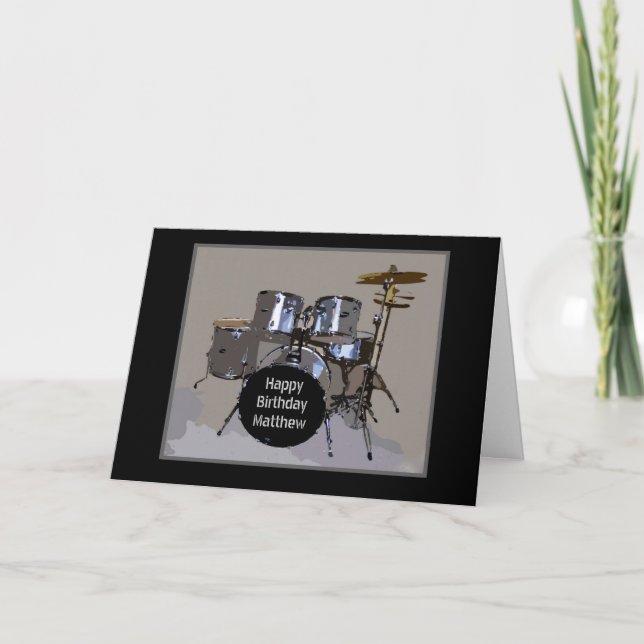 Matthew Happy Birthday Drums Card (Front)