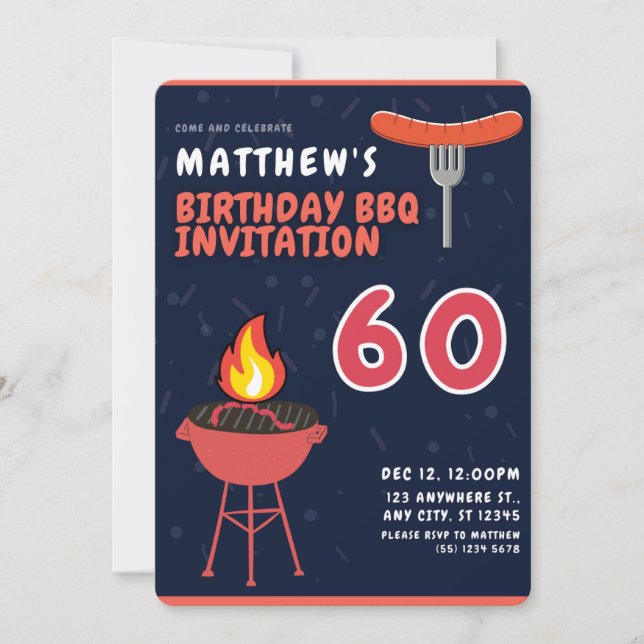 Matthew's 60th Birthday BBQ Invitations (Front)