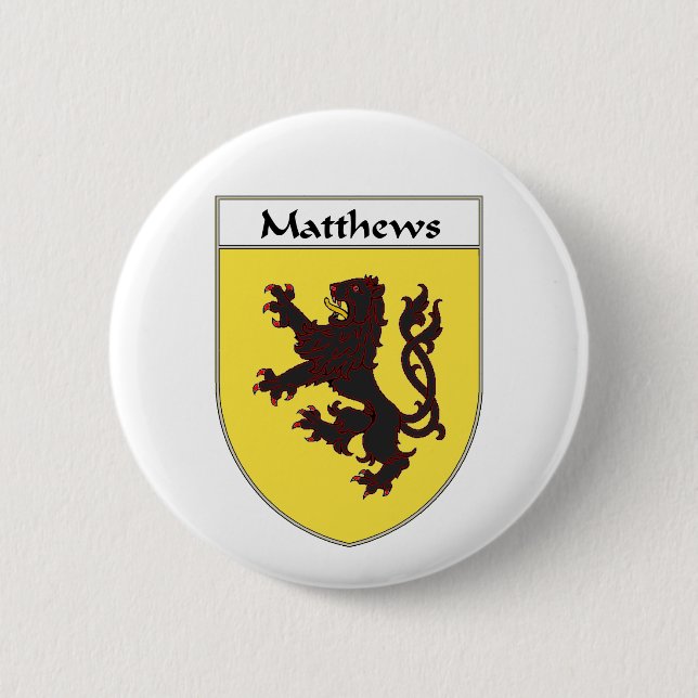 Matthews Coat of Arms/Family Crest Button (Front)