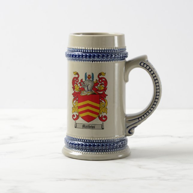 Matthews Coat of Arms Stein / Matthews Crest Stein (Right)