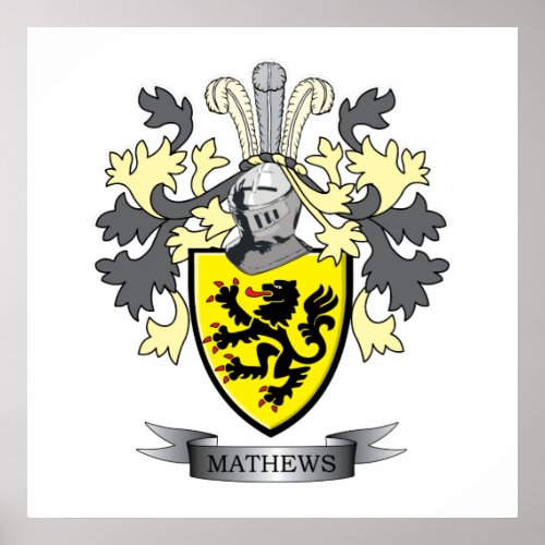 Matthews Family Crest Coat of Arms Poster