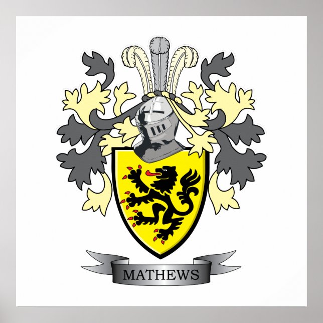 Matthews Family Crest Coat of Arms Poster (Front)