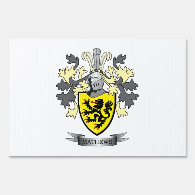 Matthews Family Crest Coat of Arms Sign (Front)