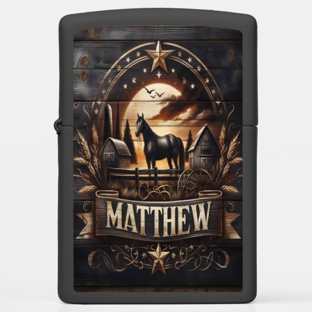 Matthew's Farm Horse Zippo Lighter (Front)