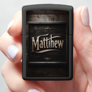 Matthew's Name In Wood Zippo Lighter