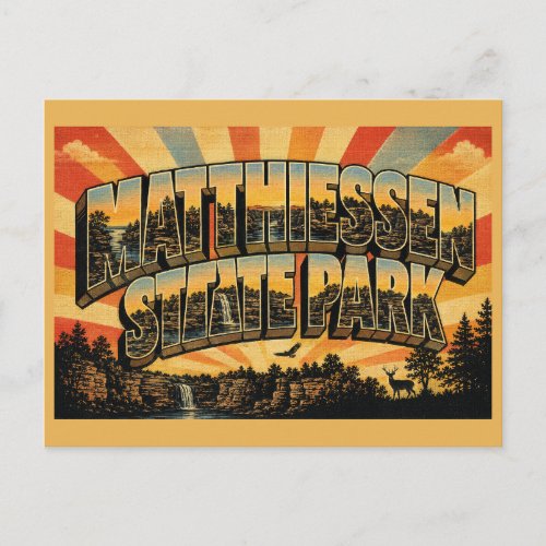 Matthiessen State Park IL Vintage Travel Art Postcard