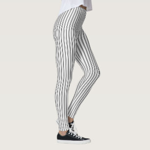 Mattress Ticking Striped Pattern in Black White Leggings
