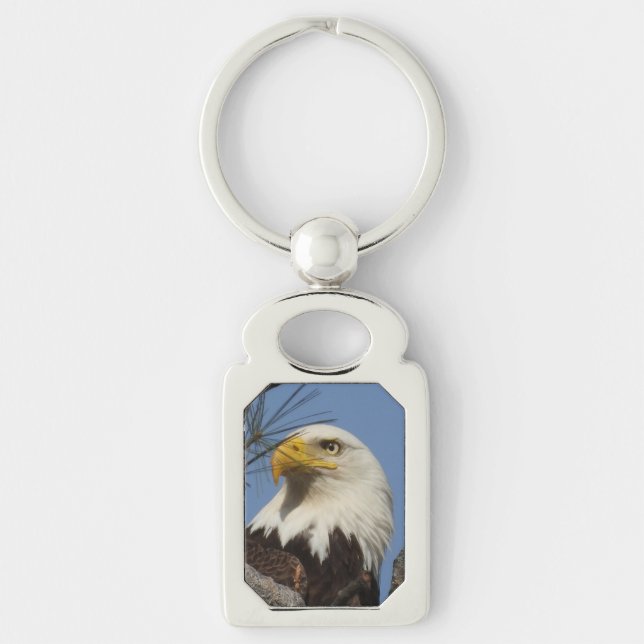 Mature Bald Eagle Close Up Head Keychain (Front)