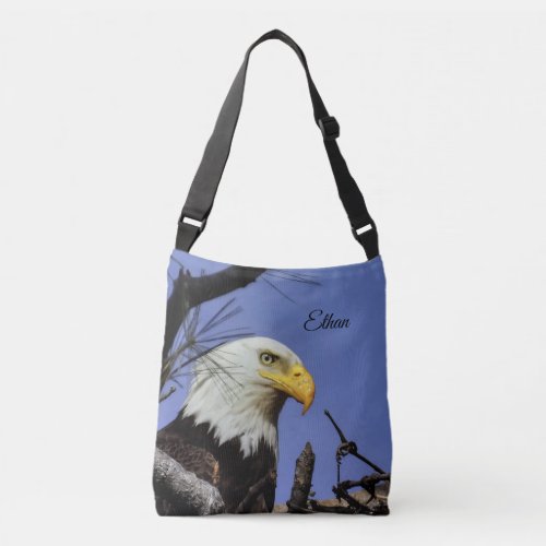 Mature Bald Eagle Personalize Crossbody Bag