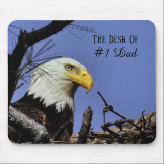 Mature Bald Eagle The desk of #1 Dad Mouse Pad