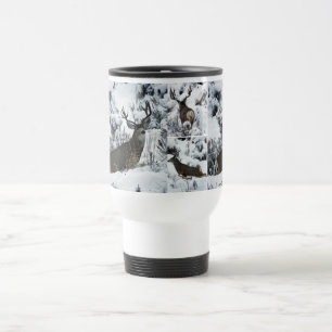 Mature buck deer travel mug