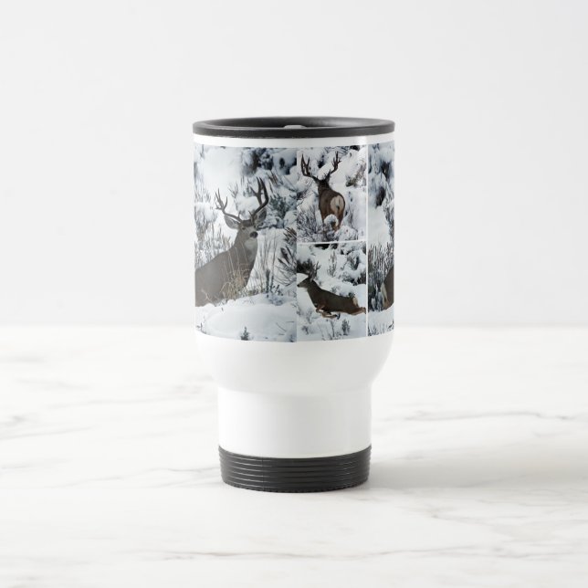 Mature buck deer travel mug (Center)